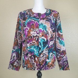 ⭐Molly & Maxx Floral Zipper Front Blazer Sz Large